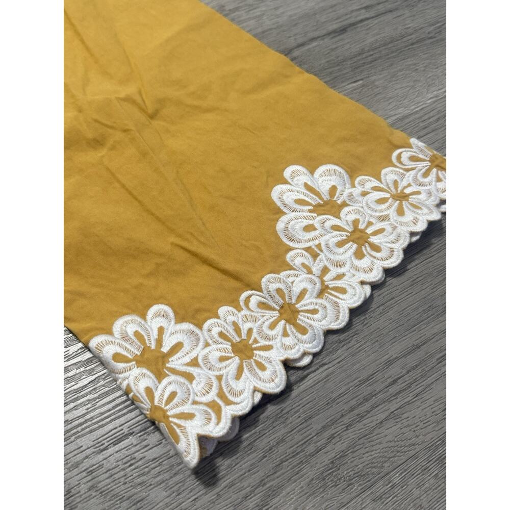 Maeve Colette Pants Floral Embroidered Crop Wide Leg 28 EUC Mustard Gold - Picture 6 of 8